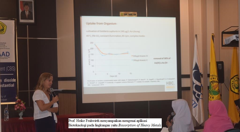 Kuliah Pakar Prof. Heike Fruhwirth dari University of Applied Science Biberach, Jerman; “Biosorption of Heavy Metals”.
